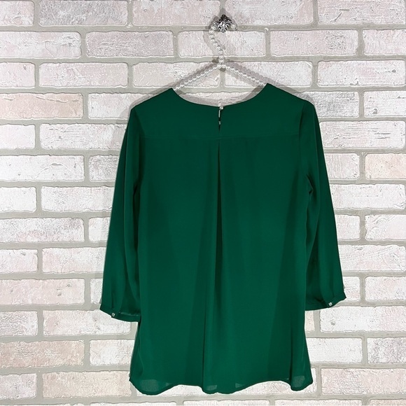 Anthropologie HD in Paris Dara Tee Laser Cut Blouse in Green Size 0 - Picture 4 of 8